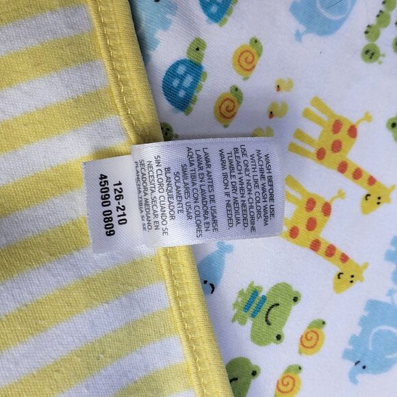 Carters I Love Hugs Safari Animals Cotton Cozy Baby Blanket Yellow Stripes 30" - Picture 6 of 6